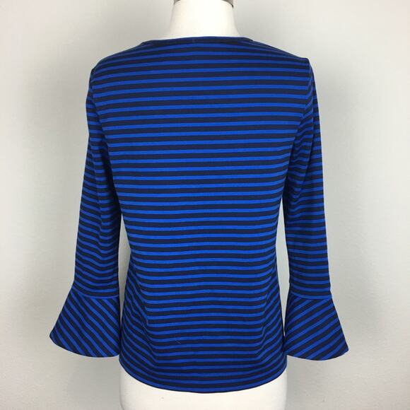 Draper James Blue Sadler Stripe Ponte Knit Flared Sleeve Knit Top XS - Picture 6 of 8